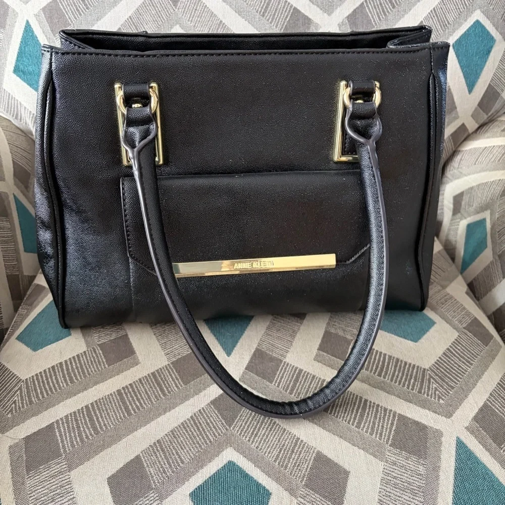 Anne Klein‎ Black Satchel with Gold Accents